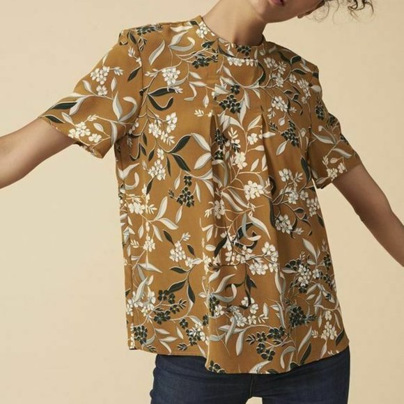 Amour Vert Tops - Amour Vert Pila Silk Blouse in Lake County Gold